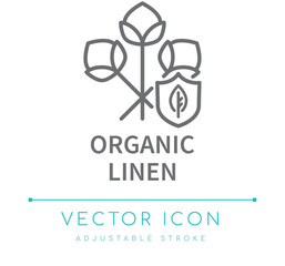 Organic Linen Fabric Textile Line Icon