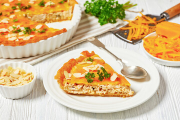 Pineapple Chicken Pie with almonds and cheese