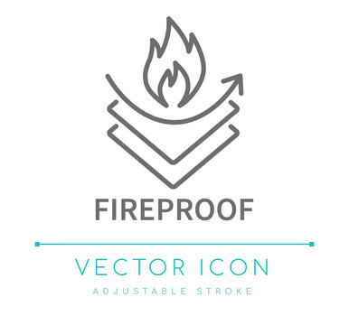 Fireproof Fabric Textile Line Icon