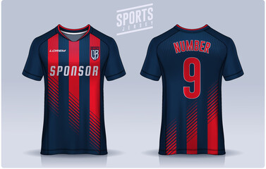 t-shirt sport design template, Soccer jersey mockup for football club. uniform front and back view.  © Nattanopdesign