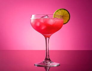 Refreshing Pink Drink with a lime slice on top