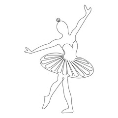 Ballet dance opera house illustration outline vector continuous single line drawing of graceful woman