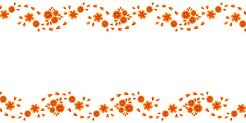 Floral pattern (horizontal border) based on seamless pattern. Composition of Gaillardia flower...