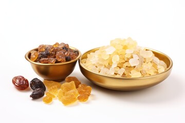 Gold, Frankincense, and Myrrh isolated on white background 
