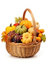Harvest basket isolated on white background 