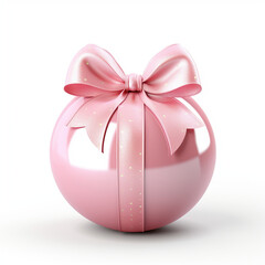 pink christmas ball with ribbon