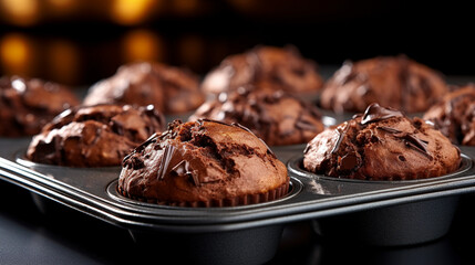 chocolate muffin HD 8K wallpaper Stock Photographic Image  - obrazy, fototapety, plakaty