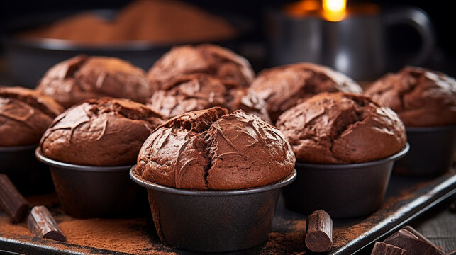 coffee and chocolate muffin HD 8K wallpaper Stock Photographic Image 