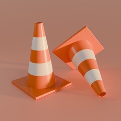 traffic cone icon , 3d render