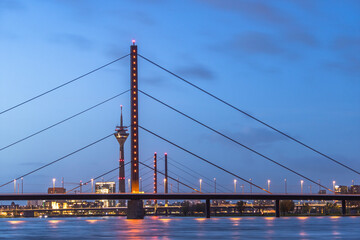 Fall scenery at River Rhine, Duesseldorf, Germany