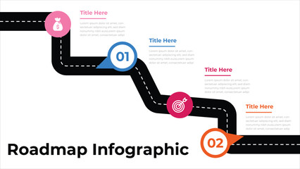 Isometric navigation Roadmap infographic 4 steps timeline concept.