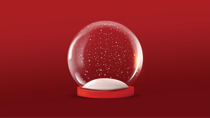 Isolated snow bauble on red background Vector illustration.