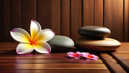 Fototapeta premium Spa treatment aromatherapy with candles, Stones and flowers for relax wellness.