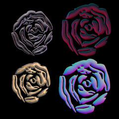 
illustration, rose, tattoo, stylized, 3d, relief, colors, festive, Valentine's Day