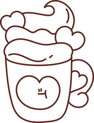 Valentine elements, line drawings for coloring books, cute, simple