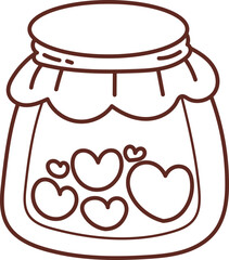 Valentine elements, line drawings for coloring books, cute, simple