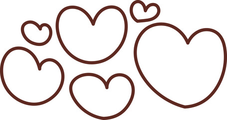 Valentine elements, line drawings for coloring books, cute, simple