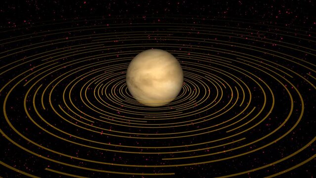 Space planet with a round asteroid