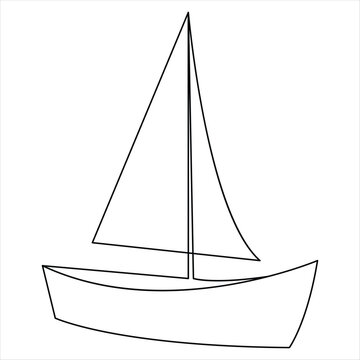 recommend clip art: Single line art drawing continuous on sailboat icon and outline vector minimalist design