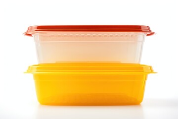 Plastic food containers isolated on white background 