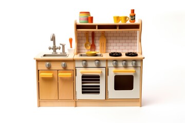 Play kitchen set isolated on white background