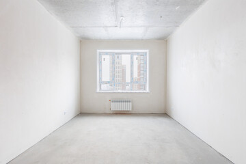 interior of the apartment without decoration in gray colors. rough finish