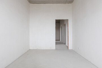 interior of the apartment without decoration in gray colors. rough finish