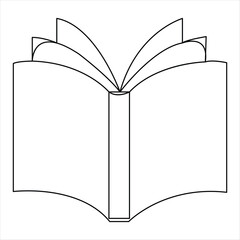 One line art drawing continuous opened book simple minimalistic outline vector illustration 