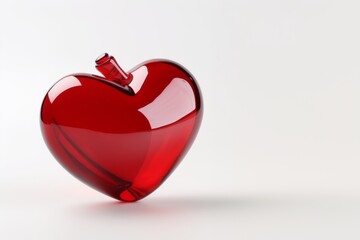 Obraz premium A heart made of glass. Red color. On the right side of the picture, and on the left is an empty space.