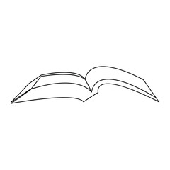 One line art drawing continuous opened book simple minimalistic outline vector illustration 