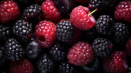 Fresh blackberries filling the entire frame created with Generative Ai