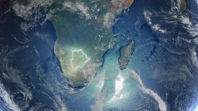 Realistic Earth Orbit and Zoom Glowing Borders Botswana
