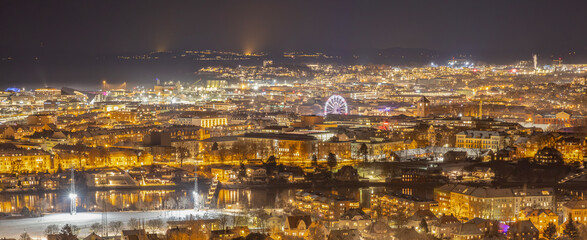 View of Trondheim city at night