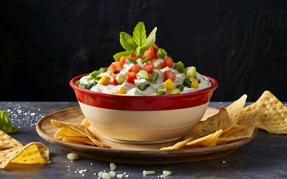 Capture the essence of Seven Layer Dip in a mouthwatering food photography shot Generative AI