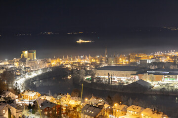 Fototapeta na wymiar View of Trondheim city at night