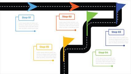 Winding road timeline concept. Business road map timeline infographic icons designed.