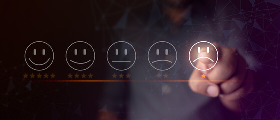 Bad rating and negative reviews and customer experience dissatisfied concept.