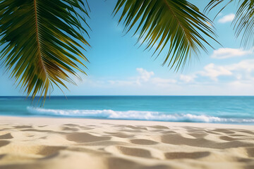 Fototapeta na wymiar palm coconut tree on the beach - Ai generated