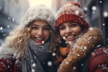 couple in winter clothes - Ai generated