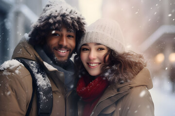 couple in winter clothes - Ai generated