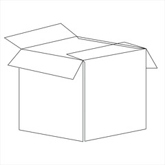 Continuous box single line art drawing outline vector illustration style
