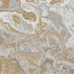 Abstract Marble texture. Fractal digital Art Background. High Resolution. Gray color marble texture with gold veins. Can be used for background or wallpaper