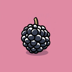 Simple graphic of a ripe Blackberry berry fruit. Flat clean cartoon 2D illustration style