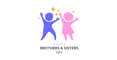 Design for celebration of brothers and sisters day, May 2nd. celebration of brothers and sisters day modern minimalist design. featuring silhouettes of boys and girls. silhouette of little boy