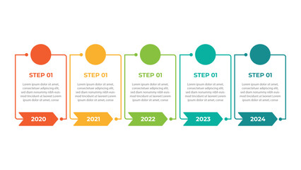 5 Steps Timeline running concept infographic design template.Vector infographic process chart template. - obrazy, fototapety, plakaty