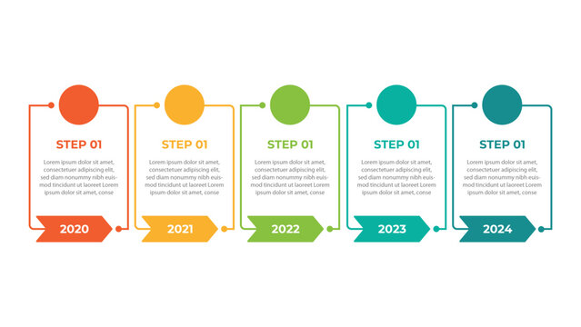 5 Steps Timeline running concept infographic design template.Vector infographic process chart template.