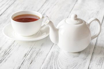 Fototapeta na wymiar Cup of black tea