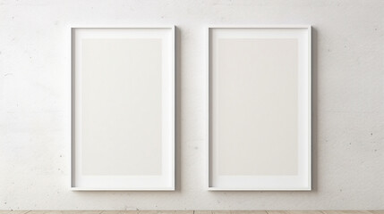 Stylish Interior Mockup: Two Blank Vertical Picture Frames on a Modern Wall - Creative Art Exhibition Template for Home Decor and Gallery Showcase.