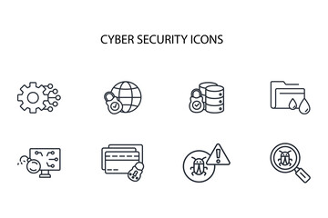 Cyber security icon set.vector.Editable stroke.linear style sign for use web design,logo.Symbol illustration.