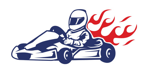 go kart, kart racing, isolated on white background. go kart for poster, t shirt print, business...